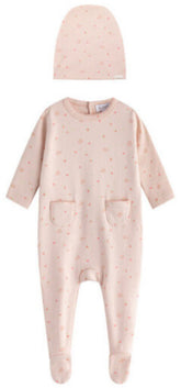 OUBON 2PC TULIP PRINT FOOTIE AND HAT SET